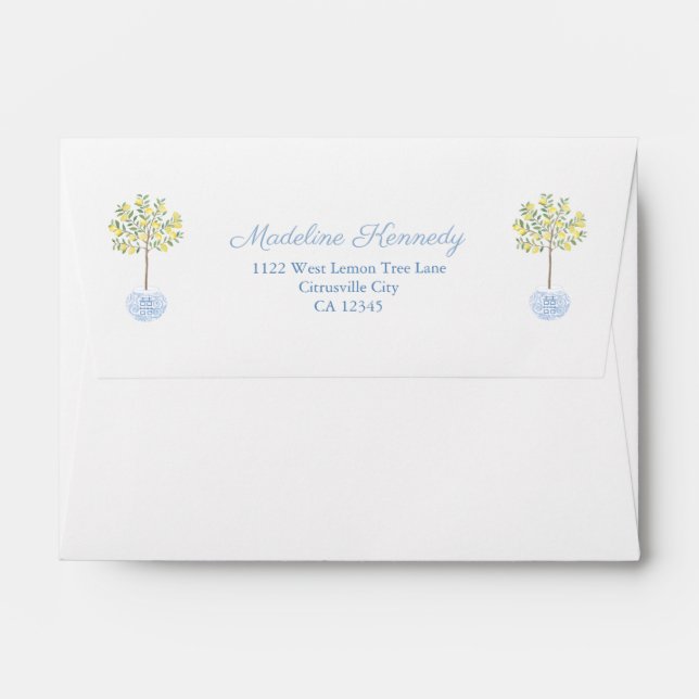 Chic Lemon Tree Ginger Jar Return Address Envelope (Back (Top Flap))