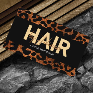 Chic Leopard Cheetah Glitter Beauty Salon QR Code Business Card