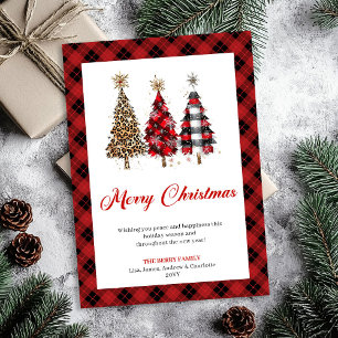 Chic Leopard Christmas Tree Watercolor Holiday
