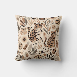 Chic Leopard Floral Design for Trendy Home  Throw Pillow