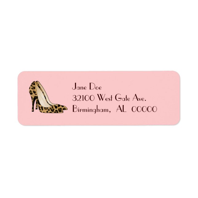 Chic Leopard High Heels Custom Address Labels (Front)
