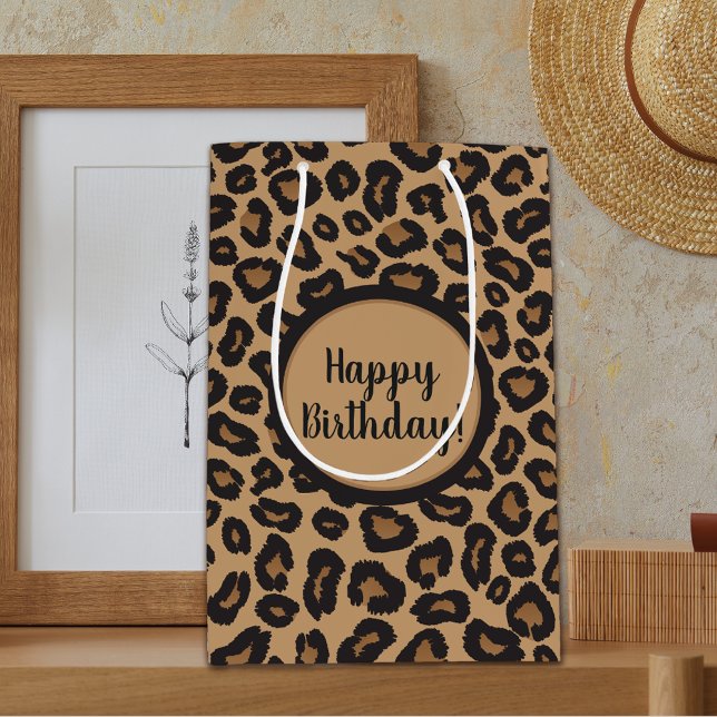 Chic Leopard Pattern Birthday Medium Gift Bag (Creator Uploaded)