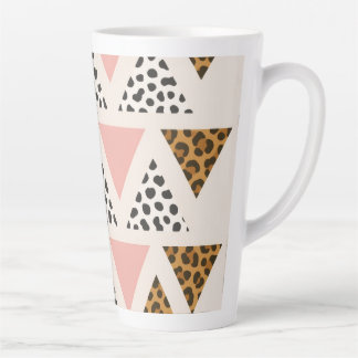 Chic Leopard & Pink Triangle Pattern Latte Mug
