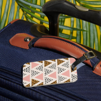 Chic Leopard & Pink Triangle Pattern Luggage Tag