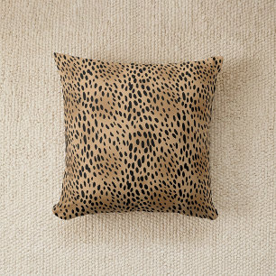 Chic Leopard Print Cheetah Spots Brown Black Throw Pillow