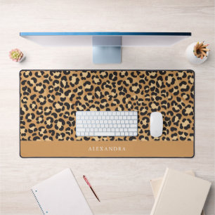 Chic Leopard Print Personalized Desk Mat