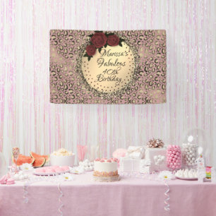 Chic Leopard Rose Fabulous 40th Birthday    Banner