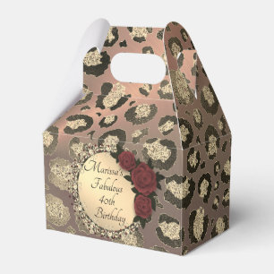 Chic Leopard Rose Fabulous 40th Birthday Favor Box