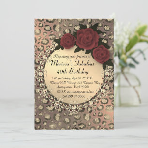 Chic Leopard Rose Fabulous 40th Birthday     Invitation