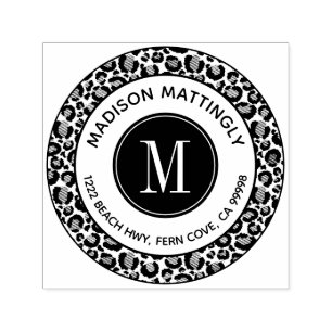 Chic Leopard Spots Boho Monogram Return Address Self-inking Stamp