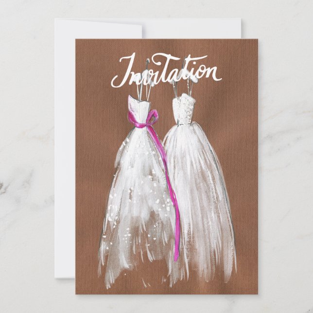 Chic Lesbian Gay Wedding Invitation Two Brides (Front)