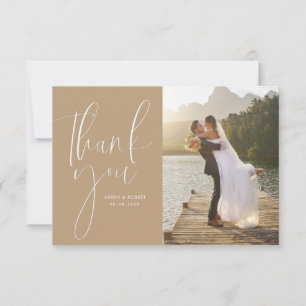 chic lettering wedding thank you photo card