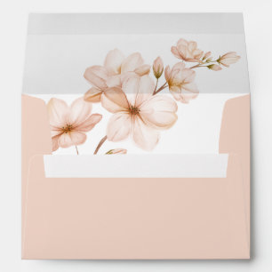 Chic Light Apricot Pink Boho Floral Envelope