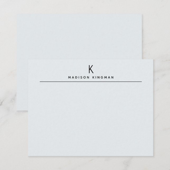 Chic Light Blue Modern Monogram Initial Name Card (Front/Back)