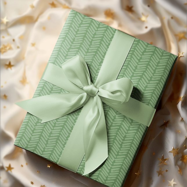 Chic Light Forest Dark Sage Green Striped Zigzag Wrapping Paper (Creator Uploaded)