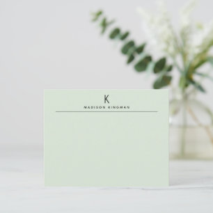Chic Light Green Modern Monogram Initial Name Card