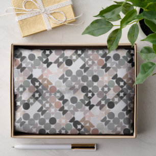 Chic Light Mauve Taupe Beige Gray Circles Pattern Tissue Paper