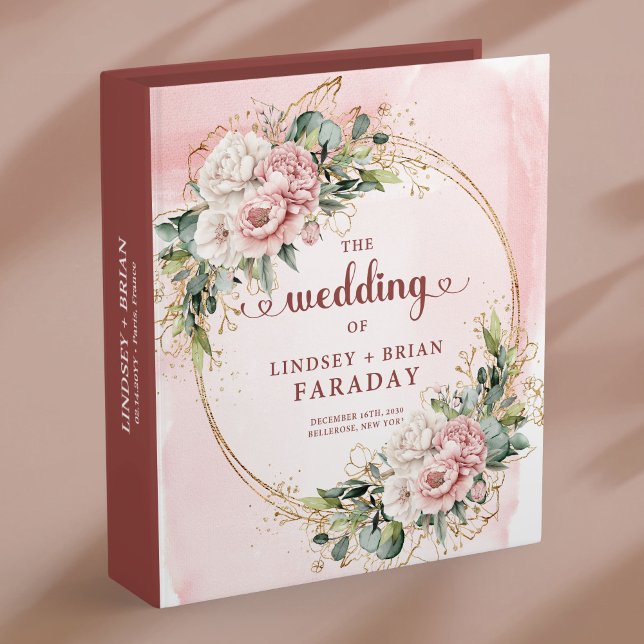 Chic Light Pink Floral Wedding Memory Album Binder (Chic Light Pink Floral Wedding Memory Album)