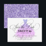 Chic Light Purple Glitter Dress Sweet 16 Birthday Save The Date<br><div class="desc">Chic Light Purple Glitter Dress Sweet 16 Birthday Save the Date</div>