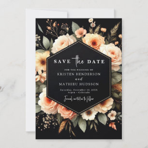 Chic Light Sage Peach Wedding Save The Date