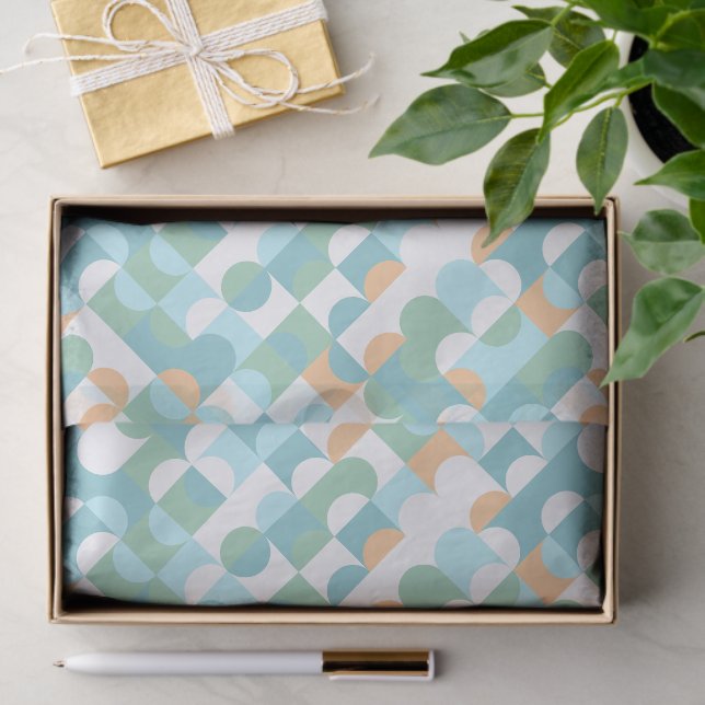 Chic Light Teal Blue Green Circles Art Pattern Tissue Paper (Gift)