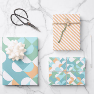 Chic Light Teal Blue Green Circles Art Pattern Wrapping Paper Sheet