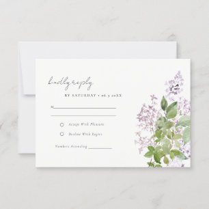 Chic Lilac Floral Wreath Cottage Garden Wedding RSVP Card