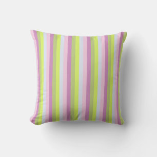Chic  Lilac Lavender  Light Green Stripes Pattern Throw Pillow