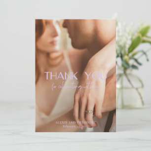 Chic Lilac Photo Modern Wedding Thank You Card