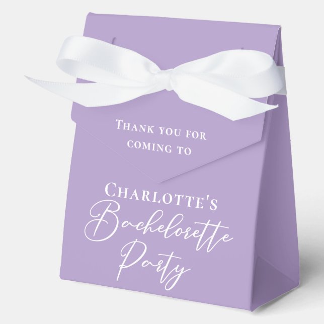 Chic Lilac Purple Custom Bachelorette Party Favor Box (Front)