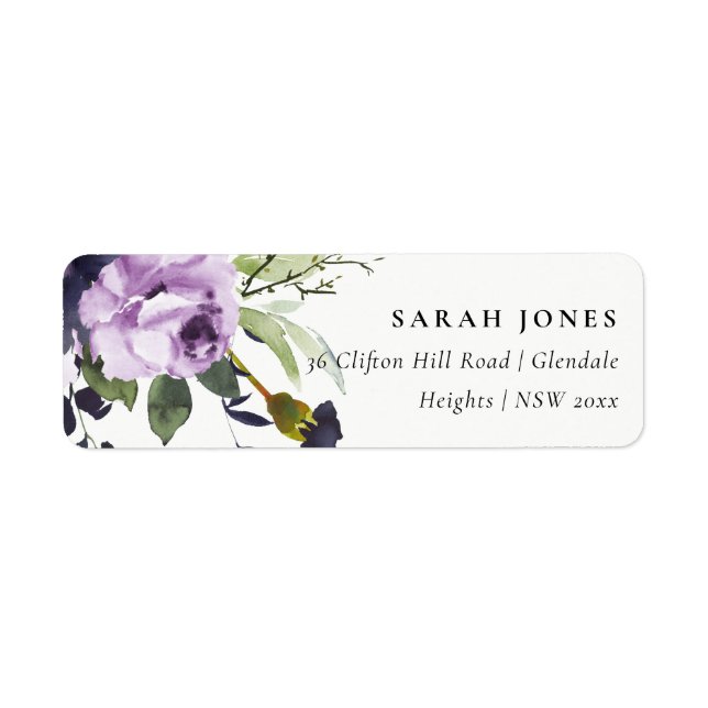 CHIC LILAC PURPLE ROSE PEONY FLORAL BUNCH ADDRESS (Front)