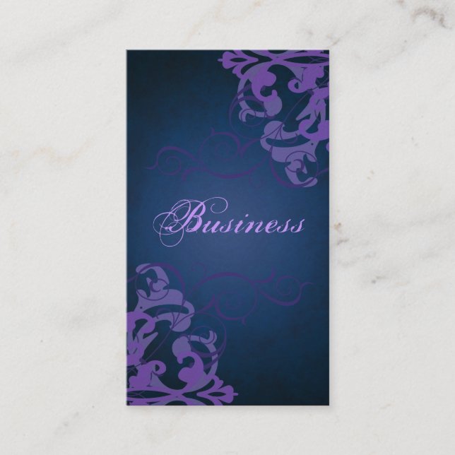 Chic Liliac Scroll Blue Business Card (Front)