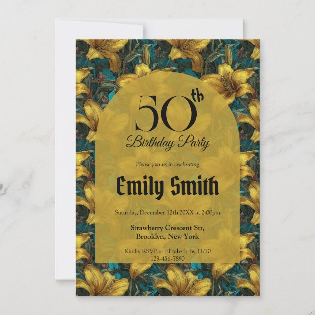 Chic Lilies Aesthetic First Birthday Invitation (Front)