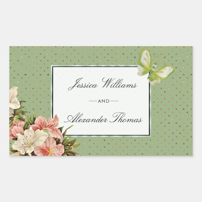 Chic Lilies & Gem Butterfly Wedding Sticker (Front)