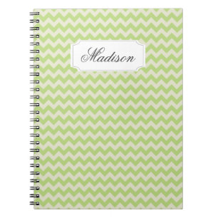 Chic Lime Green Chevron Custom Monogram Notebook