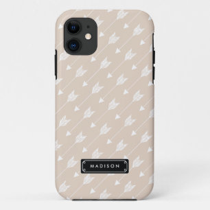 Chic Linen Beige Tribal Arrows Personalized iPhone 11 Case