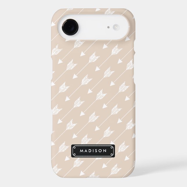 Chic Linen Beige Tribal Arrows Personalized Case-Mate iPhone Case (Back)