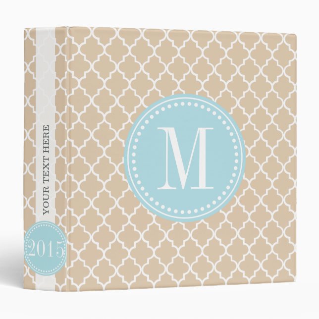 Chic Linen Moroccan Lattice Personalized Binder (Front/Spine)