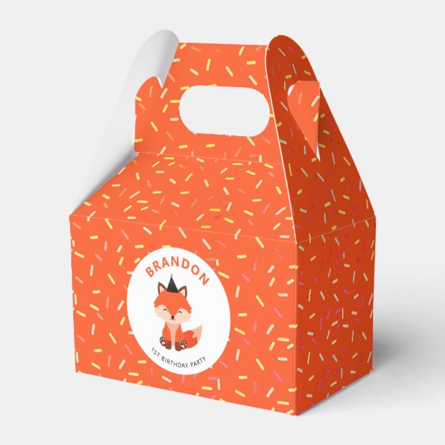 Chic Little Baby Fox Party Hat Birthday Favor Box (Front Side)