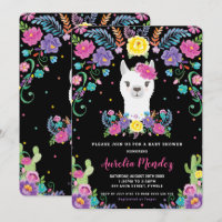 Chic Llama Mexican Floral Baby Shower Chalkboard