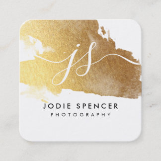 CHIC LOGO elegant pretty glamourous gold ink mark Square Business Card