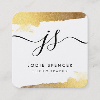 CHIC LOGO elegant pretty glamourous gold ink mark Square Business Card