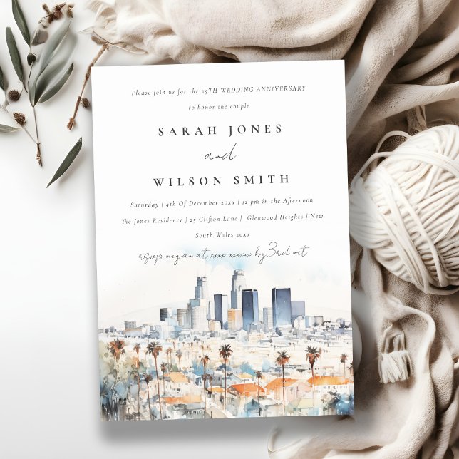Chic Los Angeles, California Wedding Anniversary Invitation (Creator Uploaded)