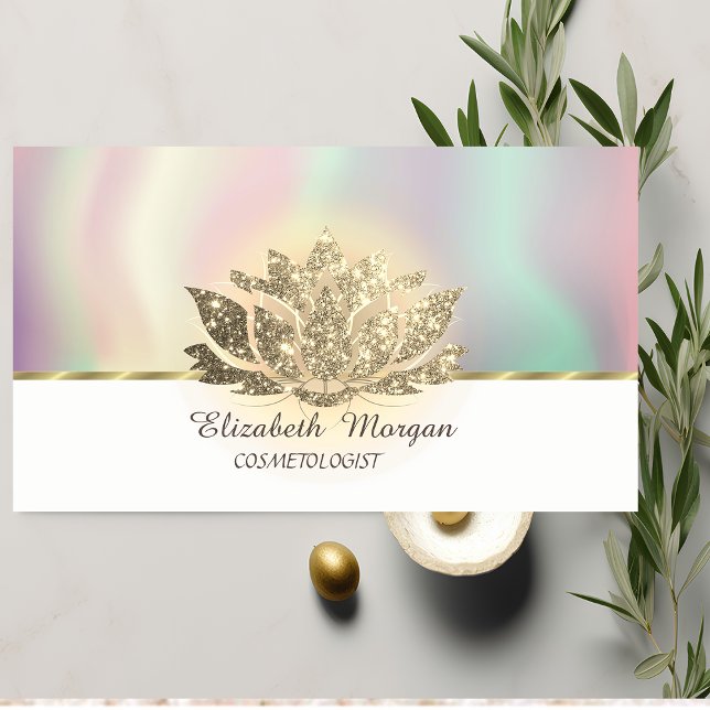 Chic Lotus Flower Gold Yoga Instructor Business Card (Creator Uploaded)