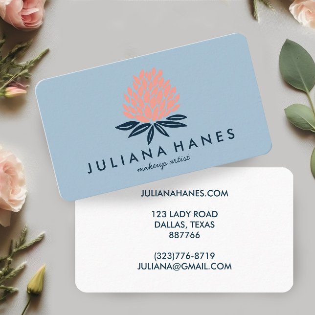 Chic Lotus Flowers Pink Blue Business Card (Chic Lotus Flowers Pink Blue Business Card
)