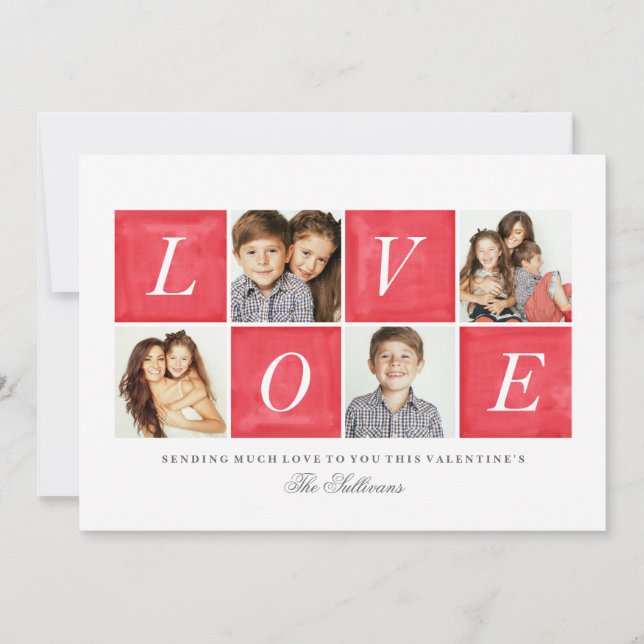 Chic Love 4 Photo Collage Valentine's Day Holiday Card (Front)