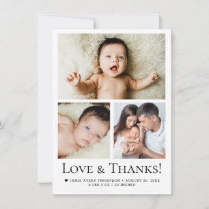 Chic Love and Thanks Baby Photo Birth announcement