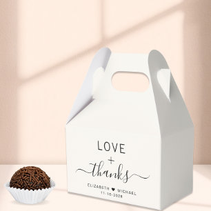 Chic Love And Thanks Cream Wedding Favor Box