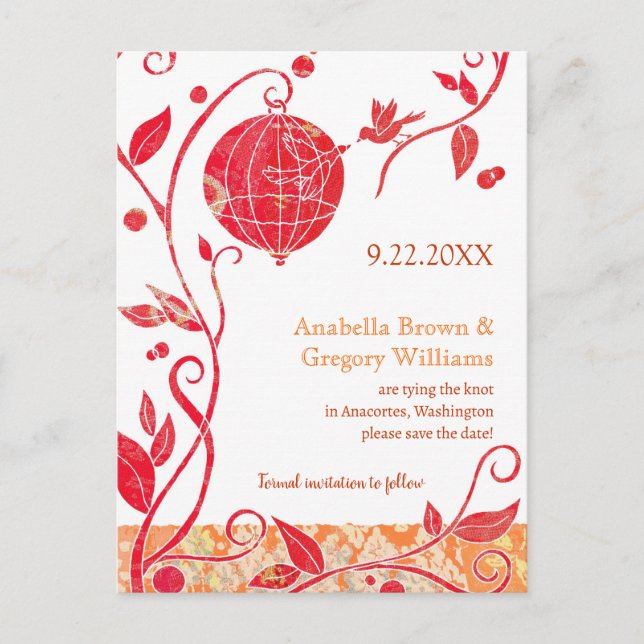 Chic Love Birds Wedding Save the Date Announcement Postcard (Front)