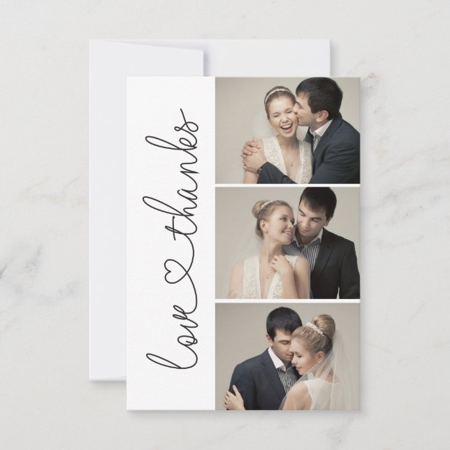 Chic Love et merci script heart 3 photos mariage (Devant)
